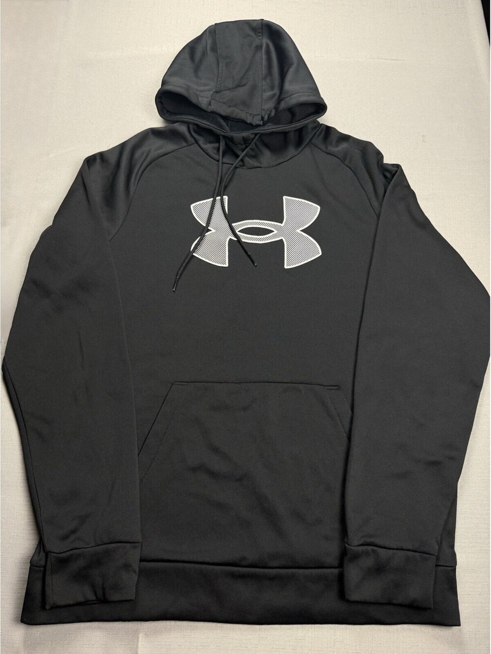 Under Armour Men’s M Loose Black Pullover Hoodie Big Logo Fleece Athletic - Picture 2 of 6